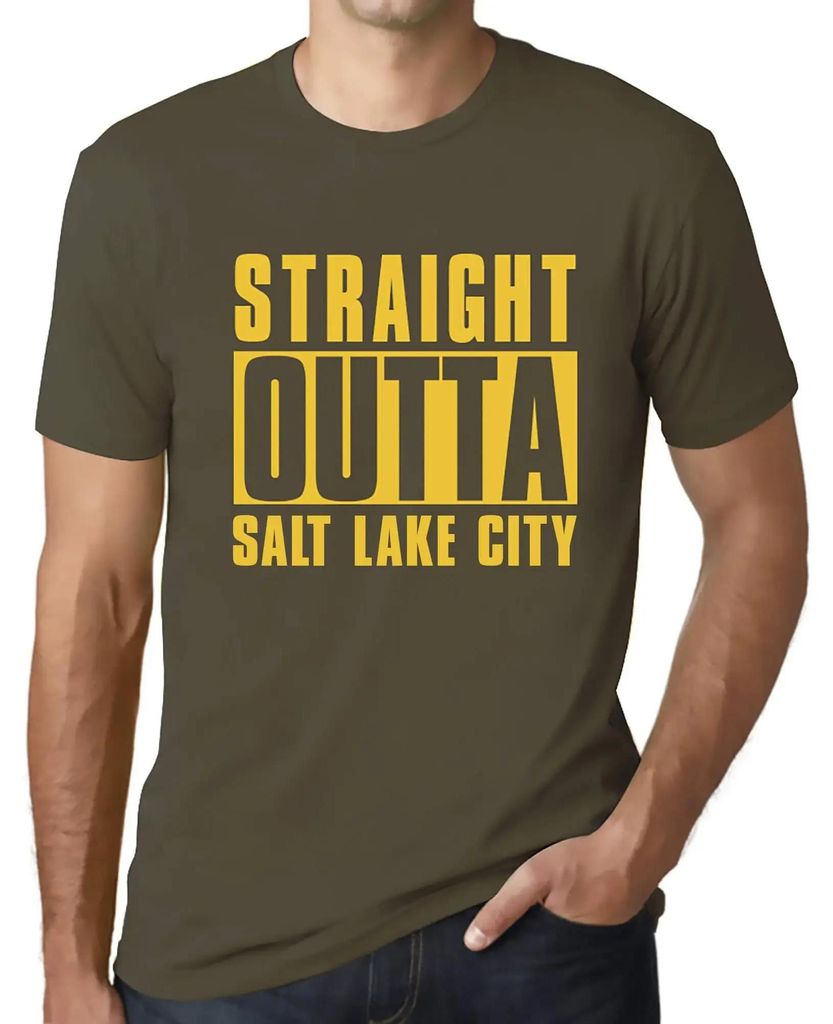 Herren Grafik T-Shirt Direkt aus Salt Lake City – Straight Outta Salt Lake City – Öko-Verantwortlich Vintage Jahrgang Kurzarm Lustige Druck Ge...