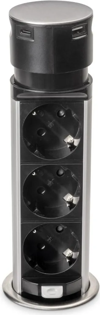 Bloc multiprise escamotable Vertikal Push 60 avec USB A et Type-C