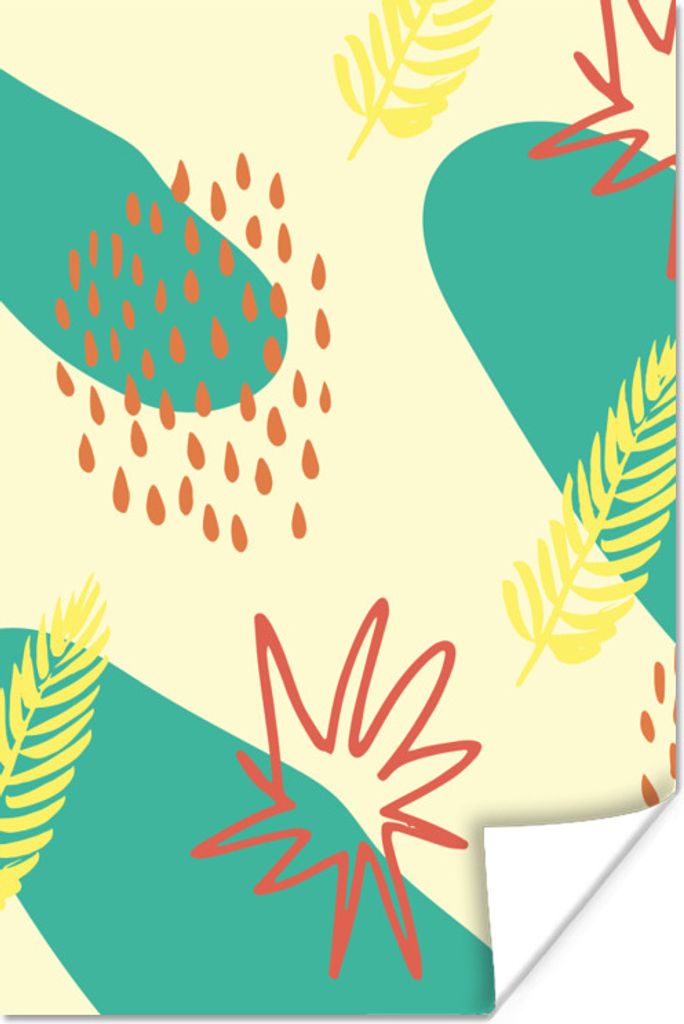 MuchoWow Poster Sommer - Blätter - Tropfen 60x90 cm - Wanddekoration