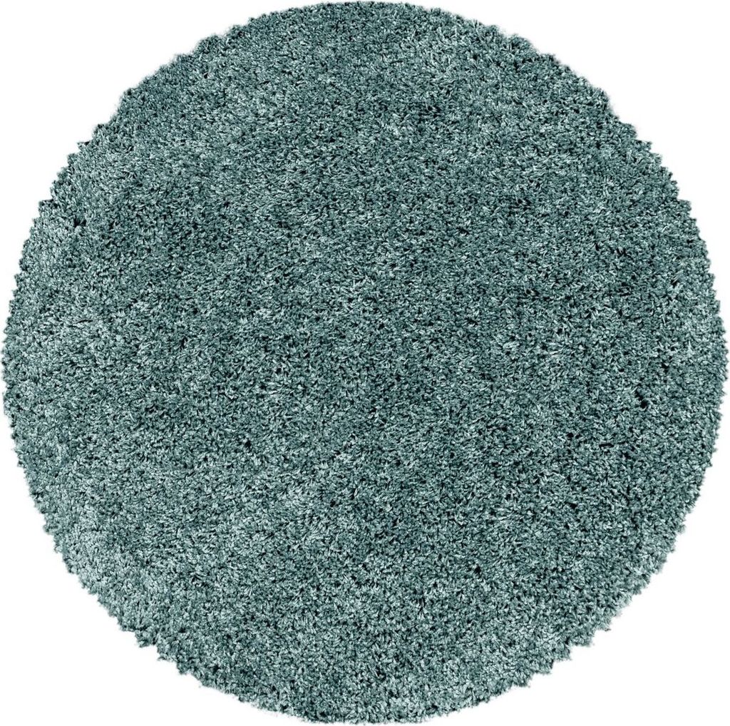 Hochflor Teppich Sima rund, Farbe: Blau, Größe:200 cm rund