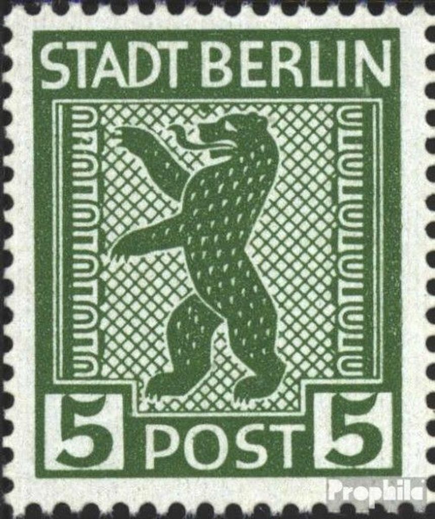 Briefmarken Sowjetische Zone (All.Bes.) 1945 Mi 1A IV, Fleck über der Nase (Feld 27) postfrisch Berliner Bär