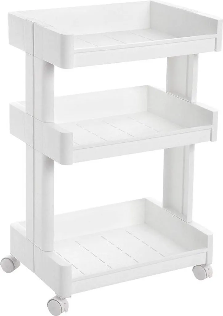 Gagnez de la place avec ce chariot de cuisine blanc - 3 niveaux de tri