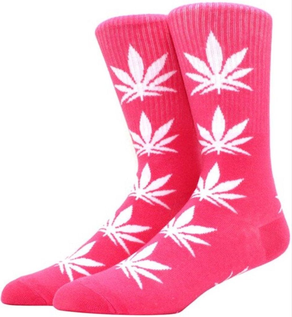 Jumada's - Weed-Socken - Cannabis-Socken - Weed - Cannabis - rosa-weiß - Unisex-Socken - Größe 36-45