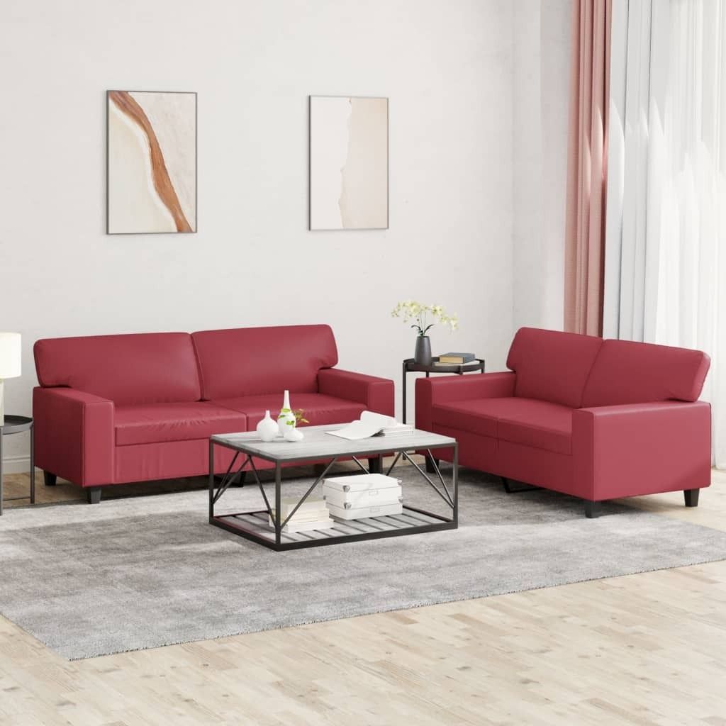 Maison Exclusive - 2-tlg. Sofagarnitur Weinrot Kunstleder