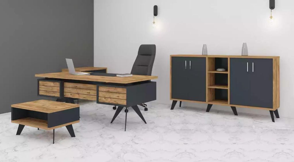 Großes Arbeitszimmer Set Büromöbel Schreibtisch Kommode Stilvolle Möbel Tisch