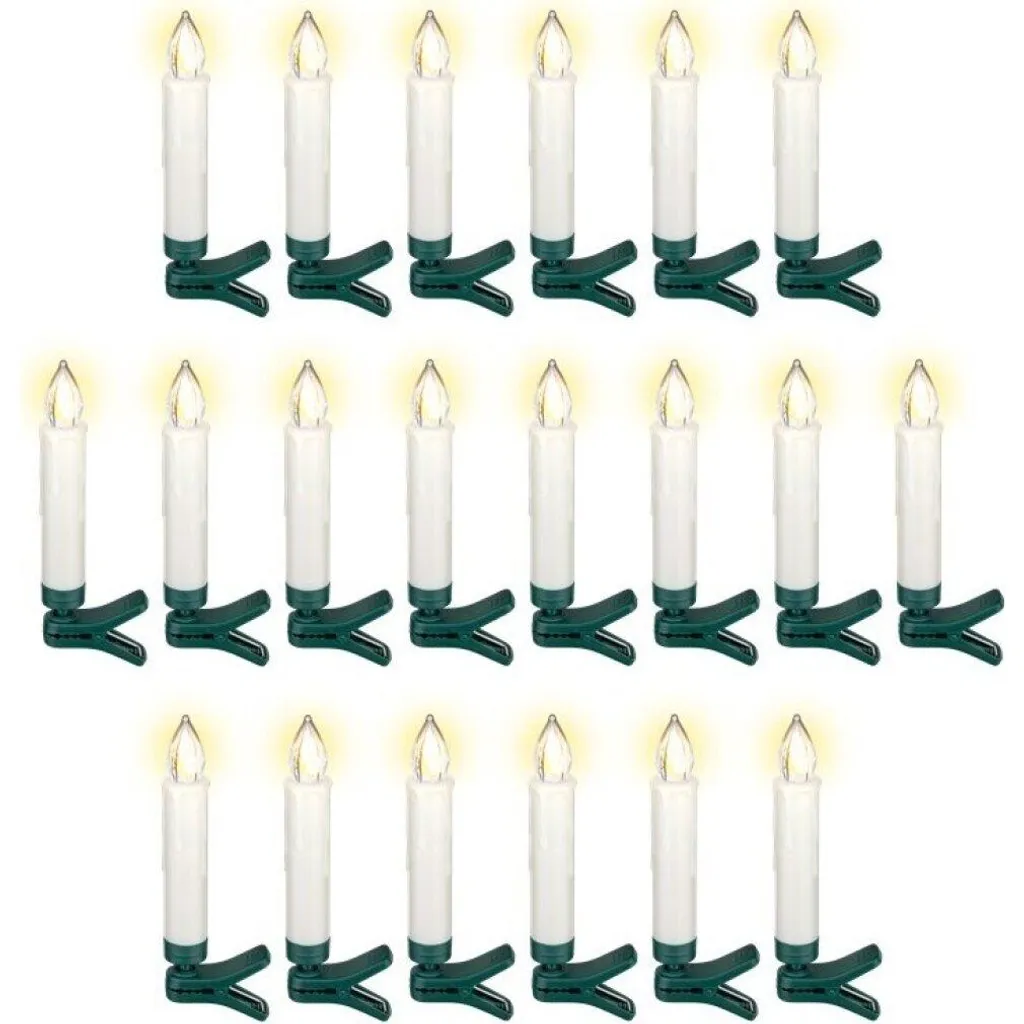 Goobay 77754 Lot de 20 Bougies de Noël LED Sans Fil Blanc Chaud 2600K