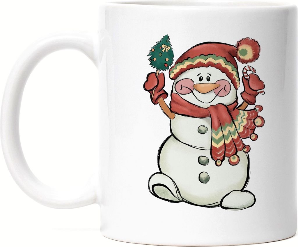 Schneemann Tasse Weiß Geschenkidee Schneemann-Bauer Süßes Motiv für Weihnachten für Kinder Familie