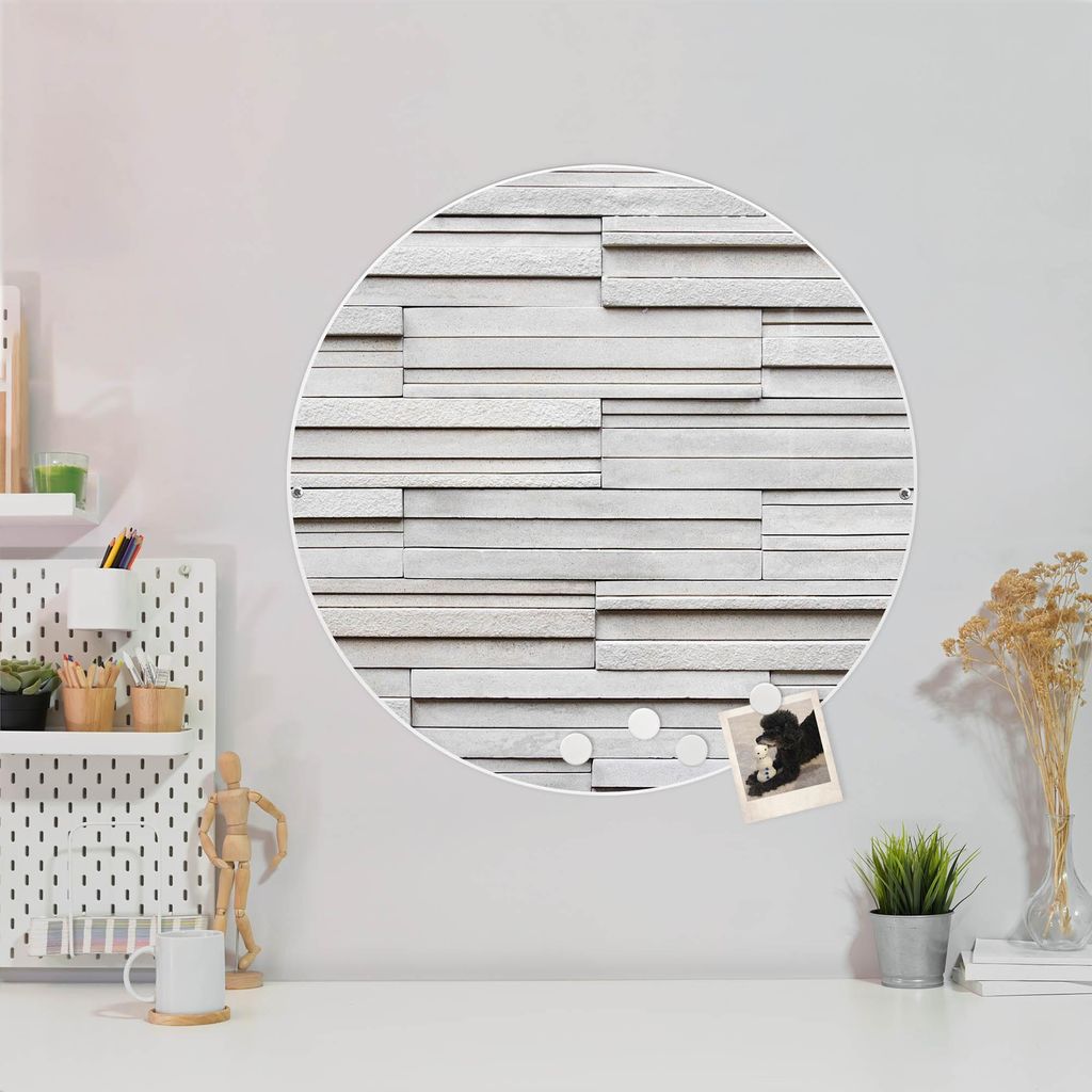 Design Stahlmagnettafel Weiß Rund 47cm Relief