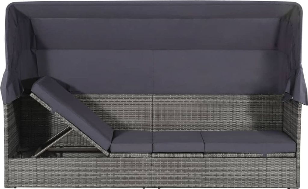 vidaXL Gartenbett mit Baldachin Grau 205×62 cm Poly Rattan Produktbild 