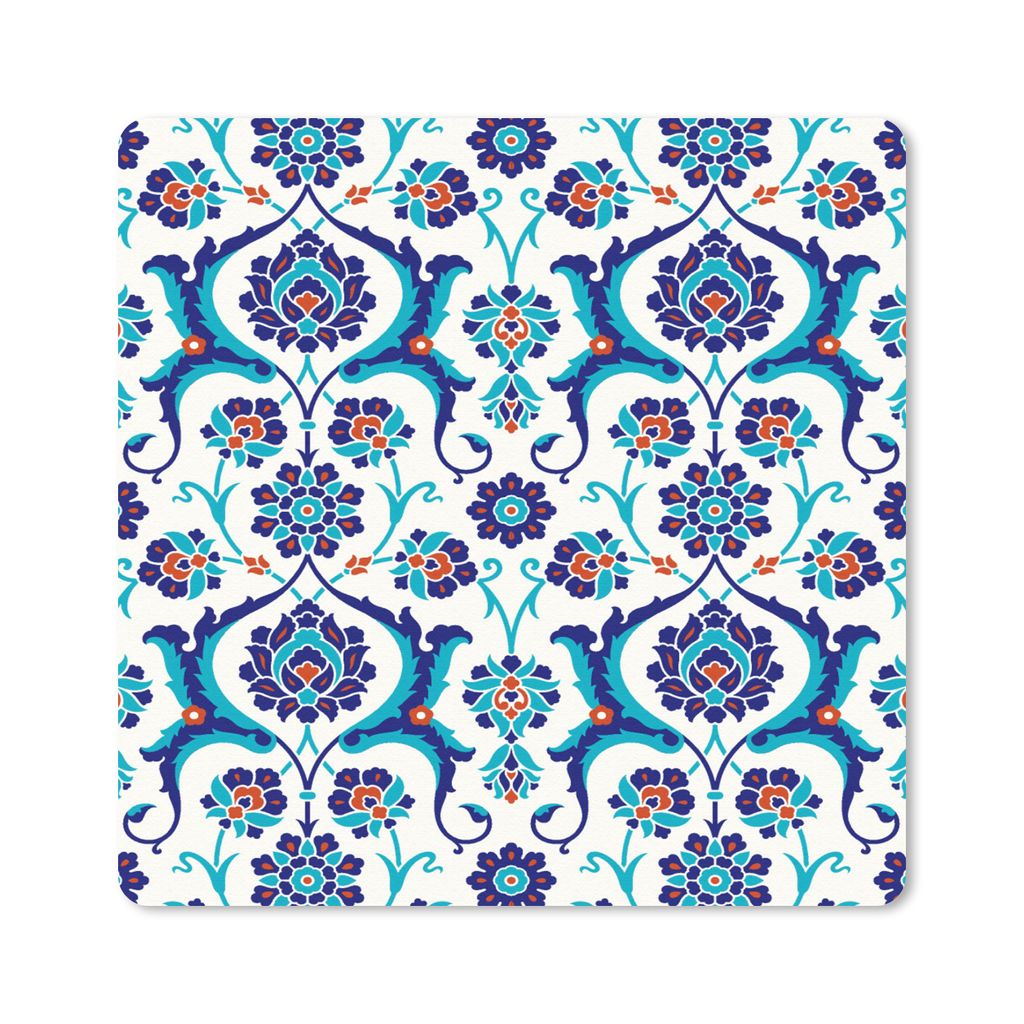 MuchoWow Mauspad Mousepad Blumen - Muster - Blau 30x30 cm - Mousepads - Maus Mat - Pad - Mausunterlage - Gaming