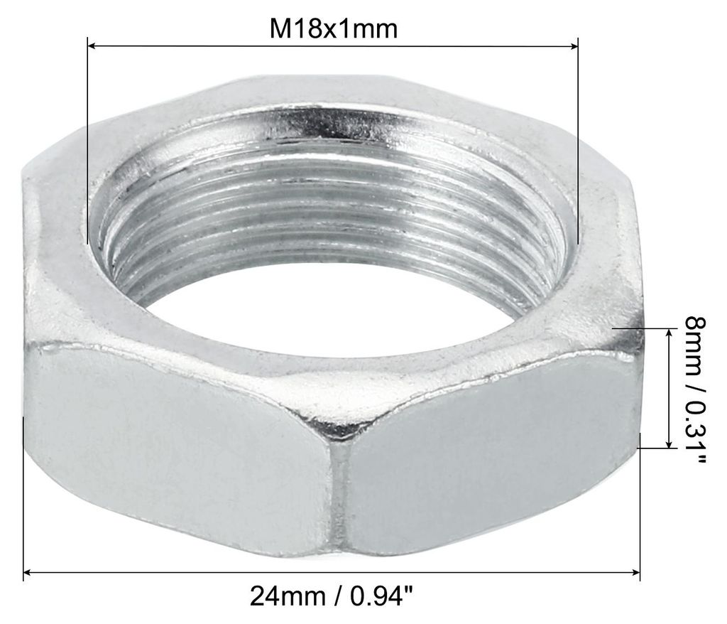 M18x1.0 Stahl Sechskantmuttern 15 Pack Metrische Gewinde Verzinkt Beschl?ge Muttern Schraube Bolzen Befestigungsteile fš¹r Lampen Maschinen Repar...