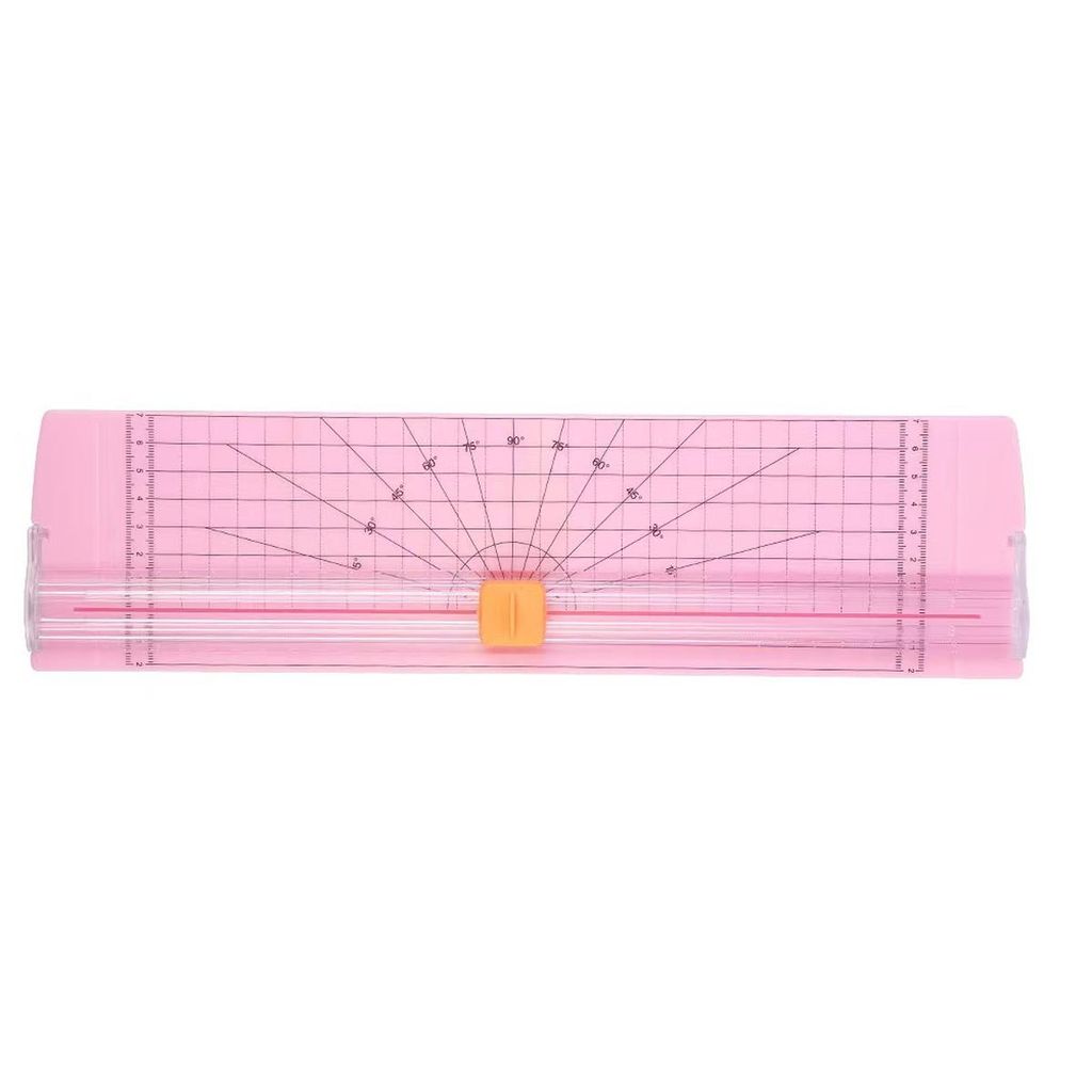 2 A4 Papierschneider, tragbare Schneidemaschine mit Schnittlinienführung, Papier-Cutter für Zuhause und Büro, rosa