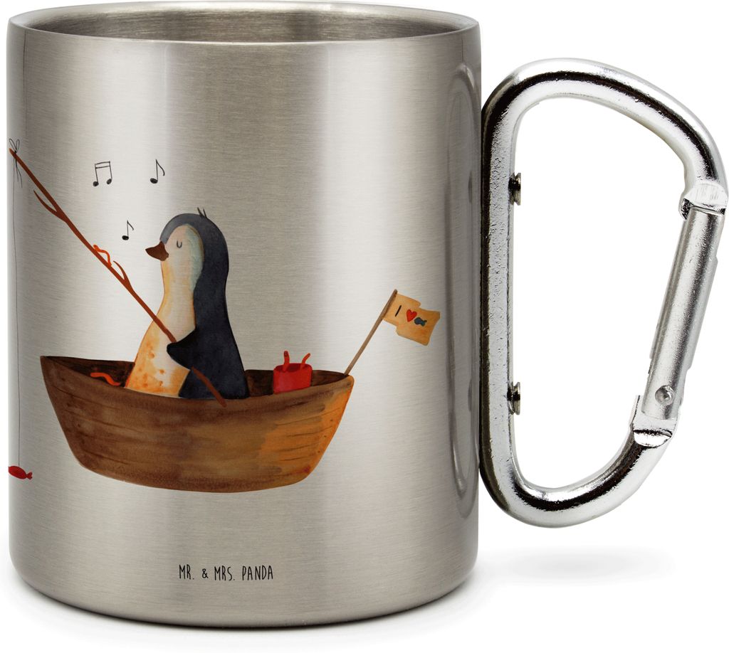 Mr. & Mrs. Panda Thermobecher Pinguin Angelboot - Transparent - Geschenk, Teetasse, thermotasse, Angeln, Leben, Boot, Isolierbecher, Optimistisch, ...
