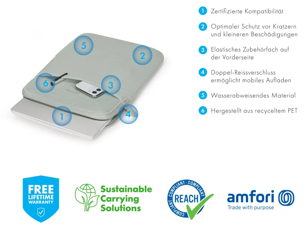 Pochette PC Portable 13 pouces Dicota Eco SLIM S pour MS Surface Pro - 9