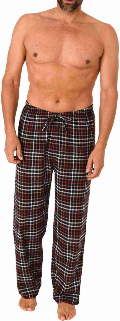 Herren Flanell Schlafanzug Pyjama Hose lang kariert aus Baumwolle - 222 122 15 872 ; dunkelgrau , 58