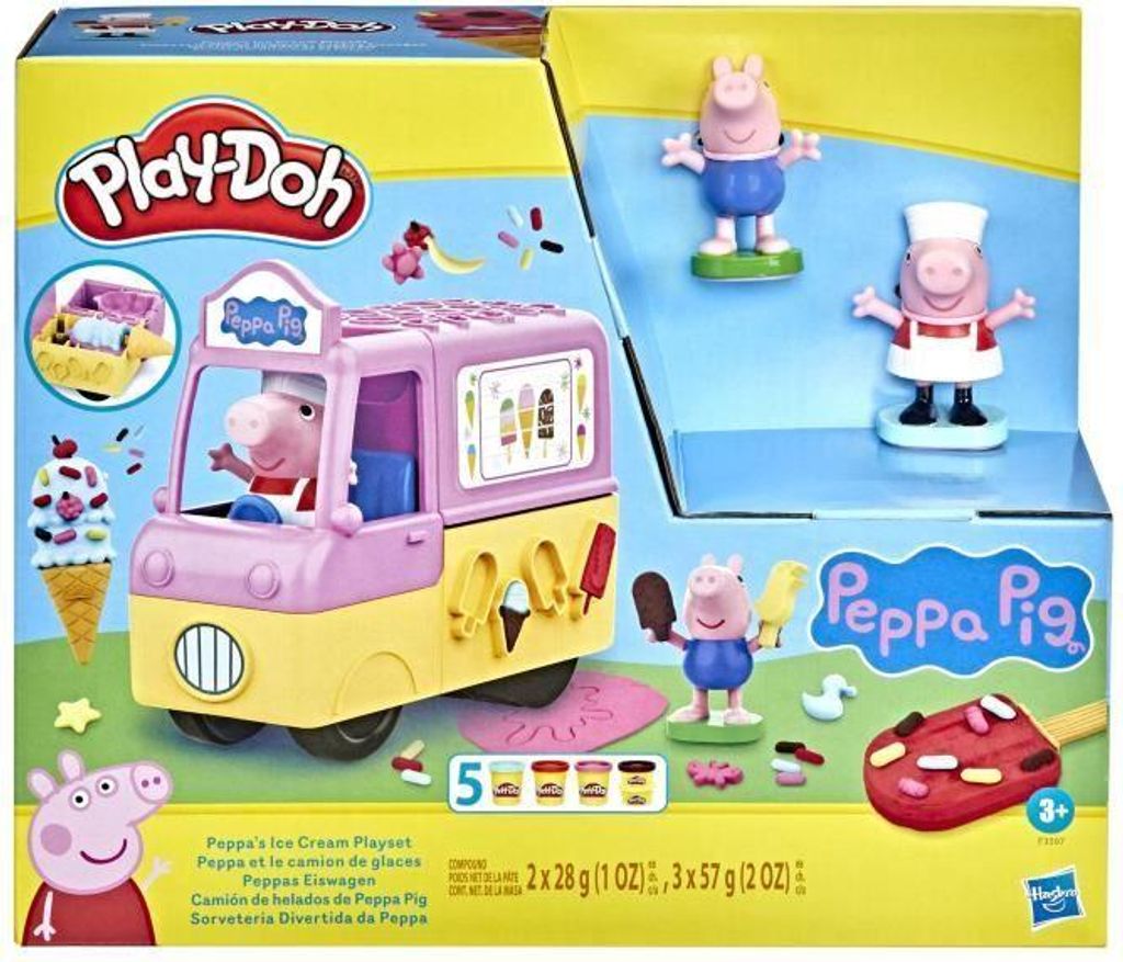 Play-Doh Peppa Pig Knete, Eiswagen, Peppa & George Figuren, 5 Töpfe, Ab 3 Jahren