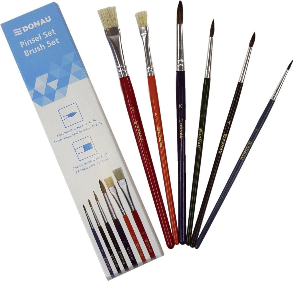 DONAU Pinsel-Set Größe 2, 4, 6, 8, 10, 12, 6-teilig