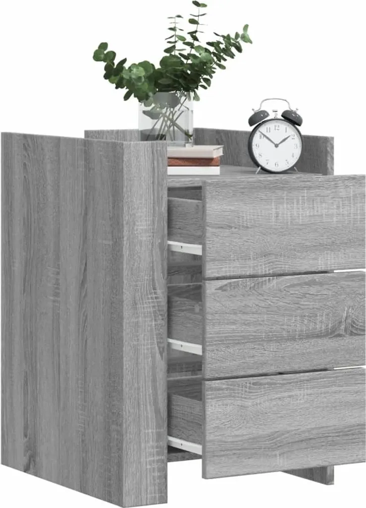 Table de Chevet Gris Sonoma 45 cm - Meuble de Rangement vidaXL Chic
