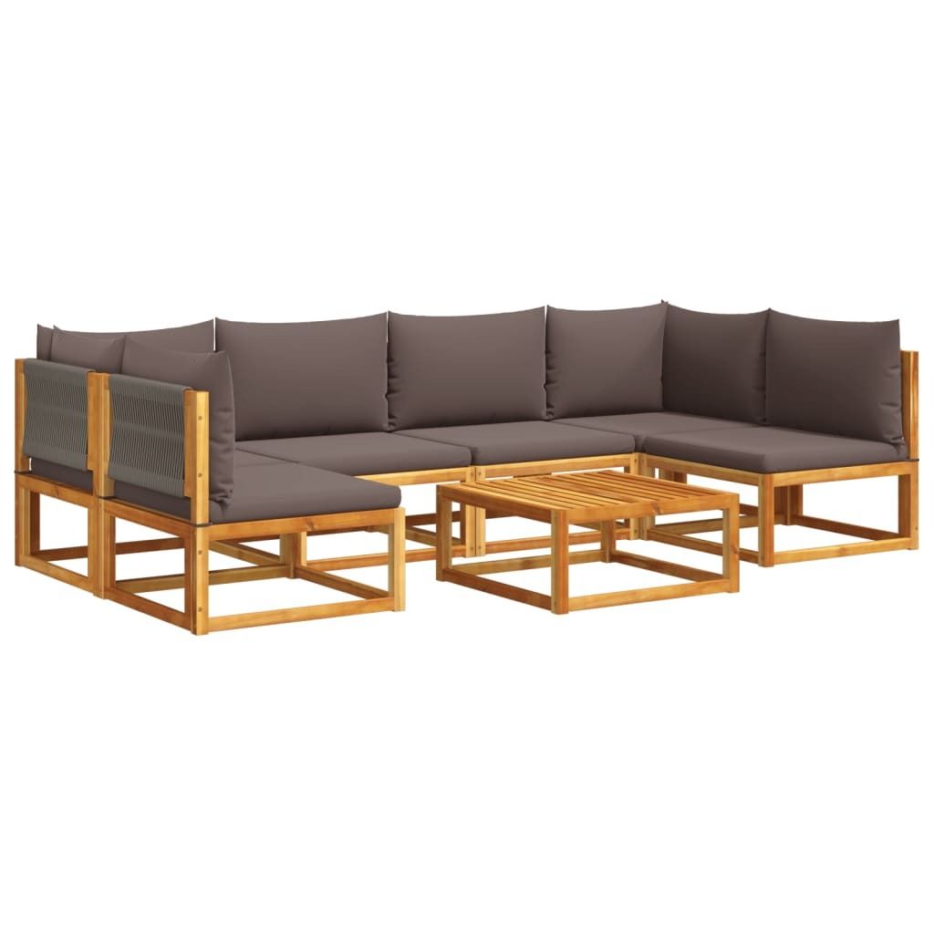"WINTER SALE"Gartenmöbel - Outdoor-Lounge - 7-tlg. Gartensofa-Set - Outdoor-Lounge-Set - mit Kissen Holz Akazie & Seil - Gartengarnitur - Gartenso...