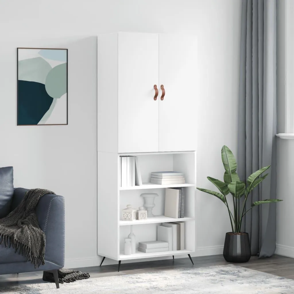 vidaXL Credenza Bianca 69,5x34x180 cm: Mobile Alto Salvaspazio Moderno