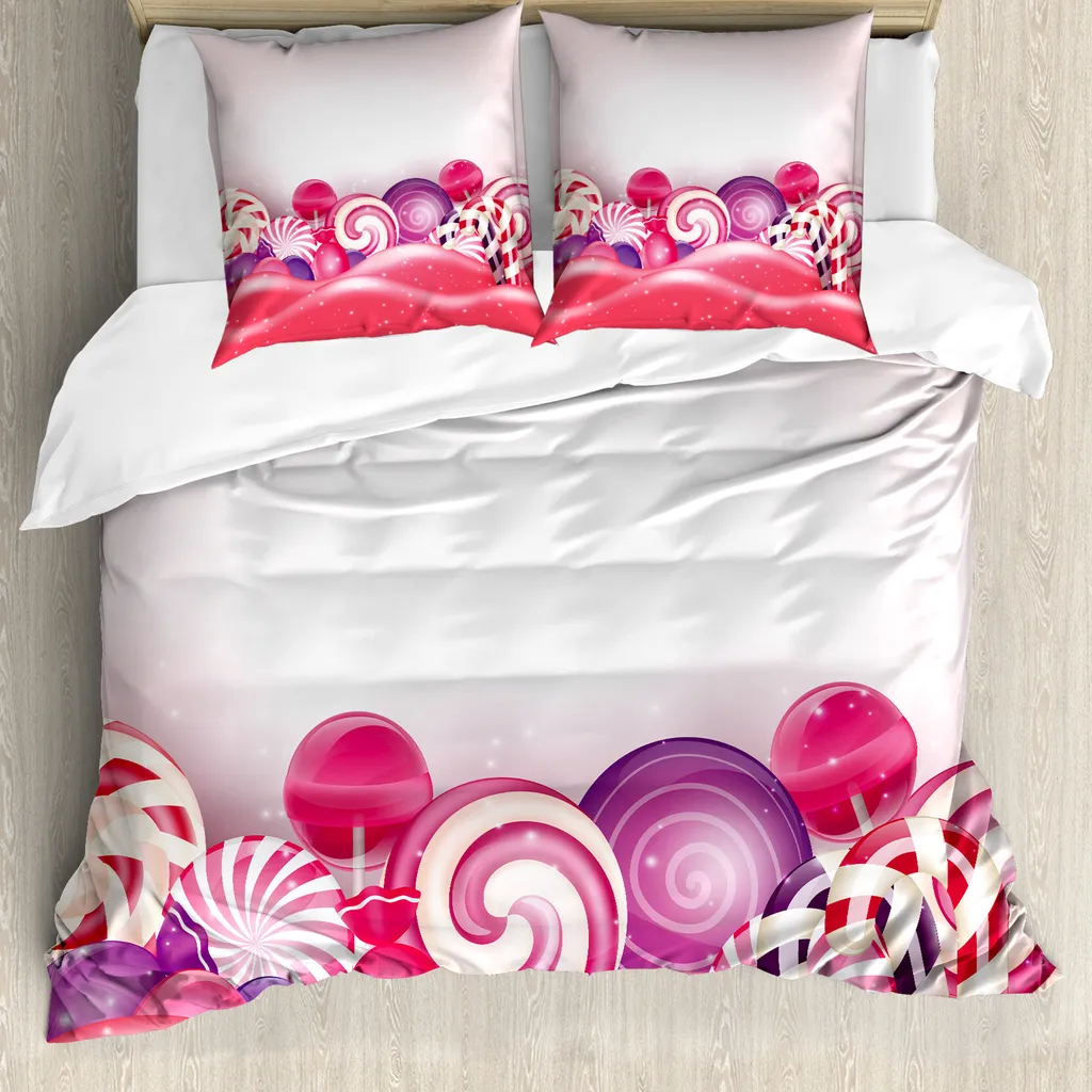 Duvet Cover Set ABAKUHAUS 200x200 Moderno Arcobaleno Rosa
