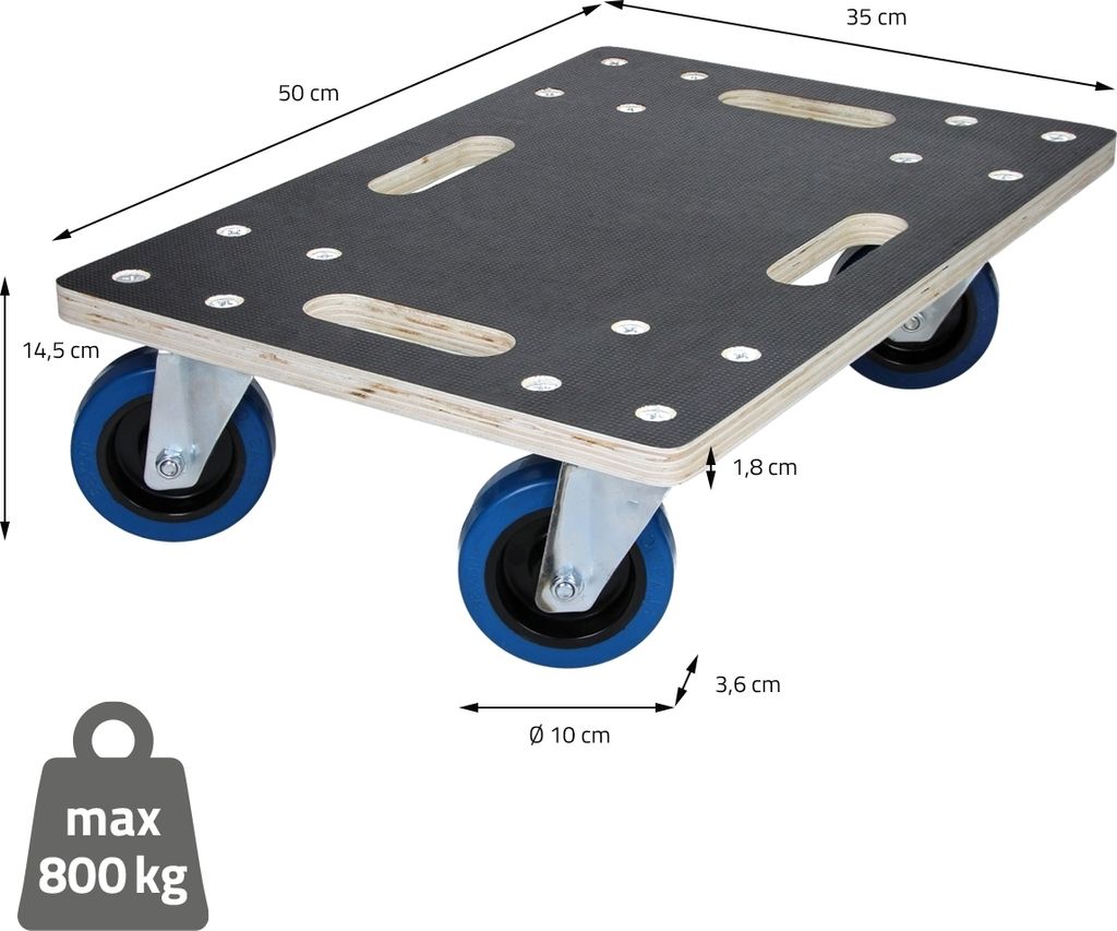 A transport roller with dimensions and weight capacity indicated by text overlays.