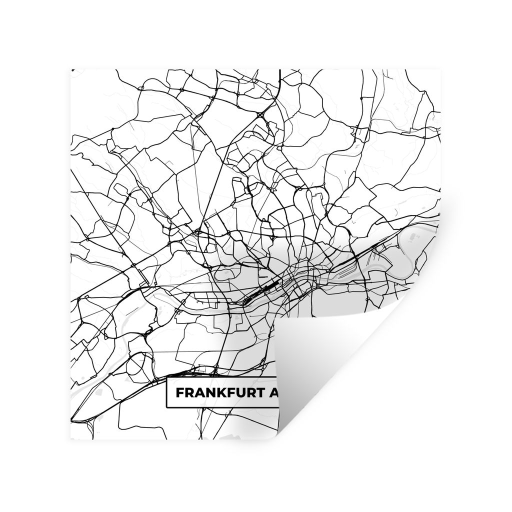 MuchoWow Wandtattoo Wandsticker Wandaufkleber Karte - Frankfurt am Main - Stadtplan 50x50 cm Selbstklebend und Repositionierbar - Selbstklebend -...