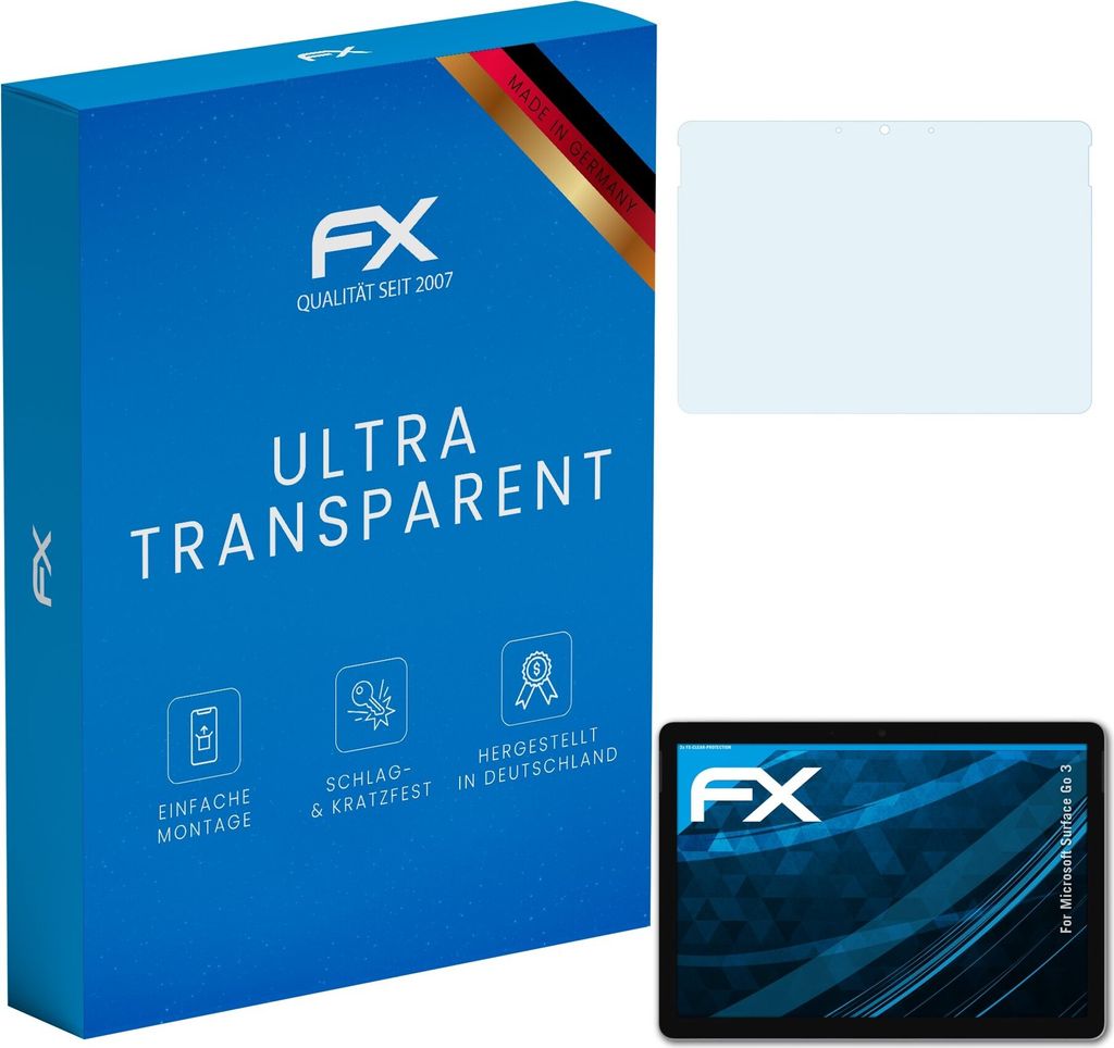 atFoliX FX-Clear 2x Schutzfolie kompatibel mit Microsoft Surface Go 3 Displayschutzfolie