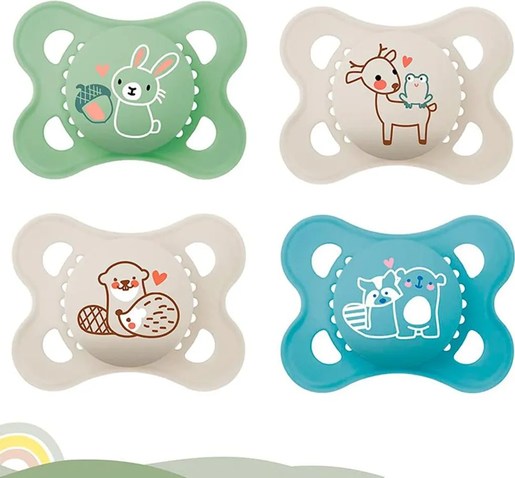 Sucettes en silicone Skin Soft PURE 0-6 mois unisexe - Lot de 4
