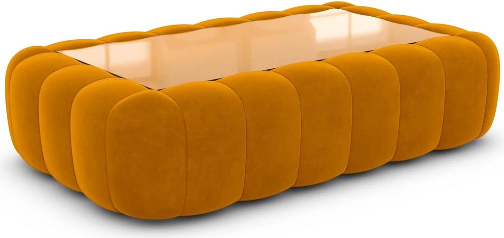 Samtstoff Couchtisch Rectangle Valora Senf