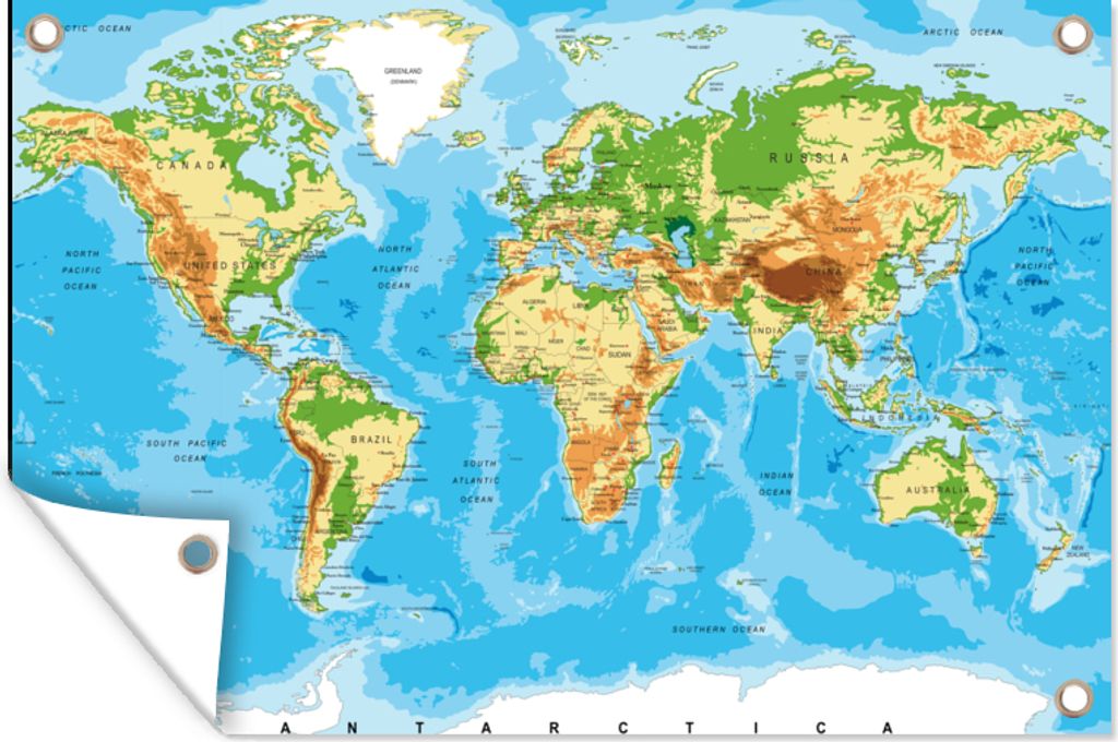 MuchoWow 60x40 cm Outdoor-Poster Gartendeko Sichtschutz Garten Poster für den Garten Weltkarte - Atlas - Farben - Kinder - Jungen - Mädchen