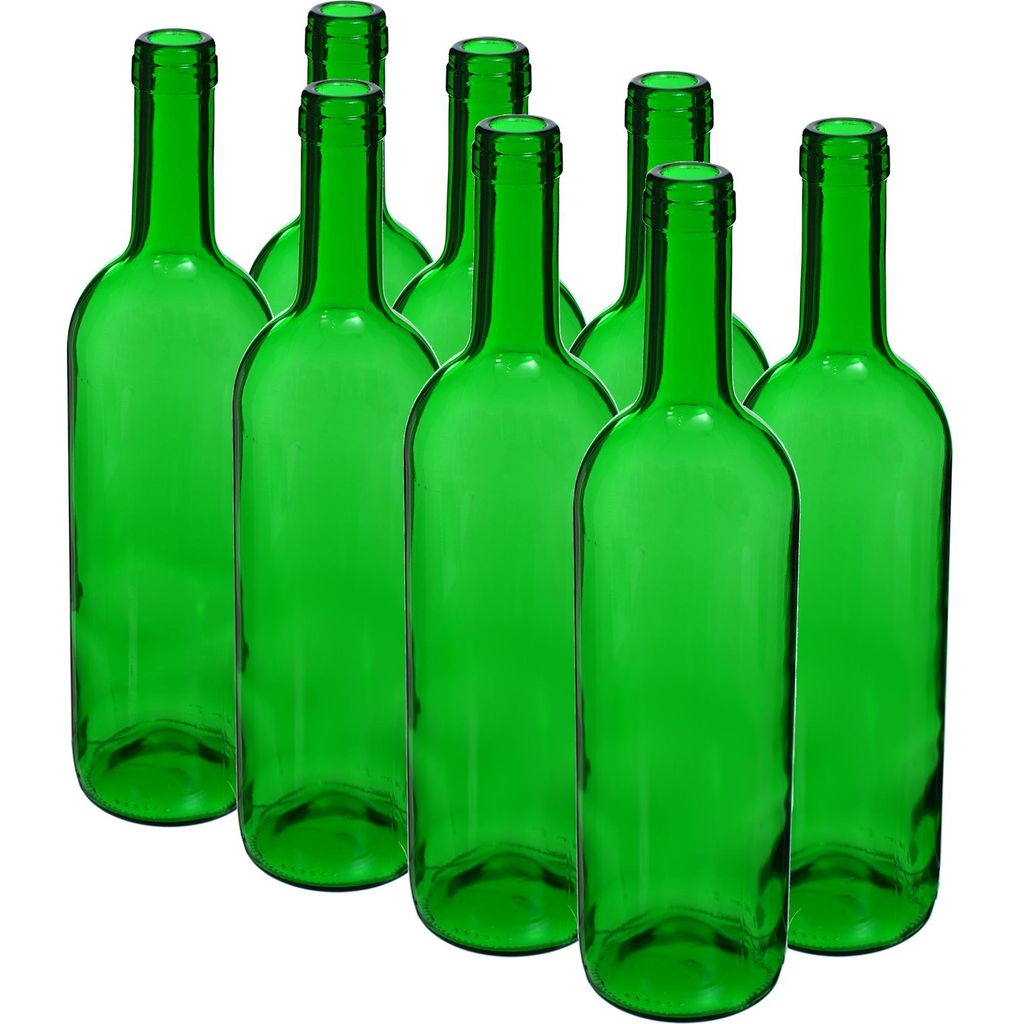 Weinflasche 0,75 L, grün – 8er-Pack Produktbild 