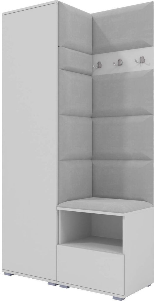Garderoben-Set Nela I, Polstergarderobe mit Schuhschrank, Produktbild 