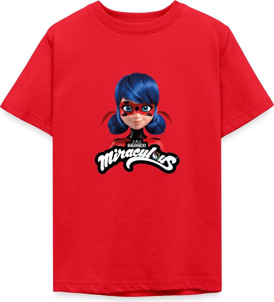 Spreadshirt Miraculous Ladybug Mit Logo Teenager T-Shirt, 152/164 (12-14 Jahre), Rot
