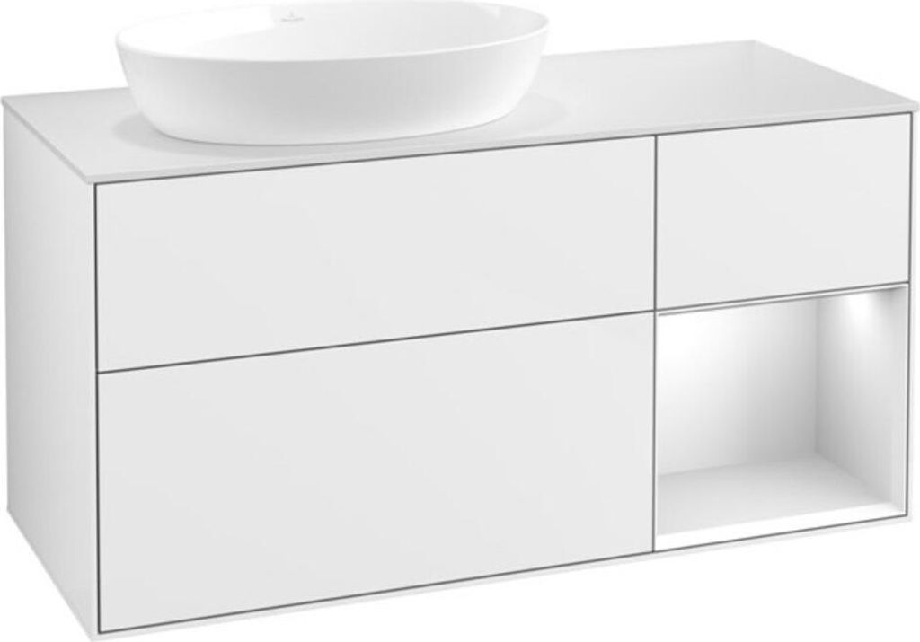 V&B Waschtischunterschrank Finion 120cm, Pl w m, Rg wh. m Lac, glo wh. Lac