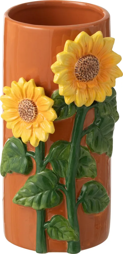 Vase J-Line Tournesol Céramique Jaune et Marron Petit Modèle Design
