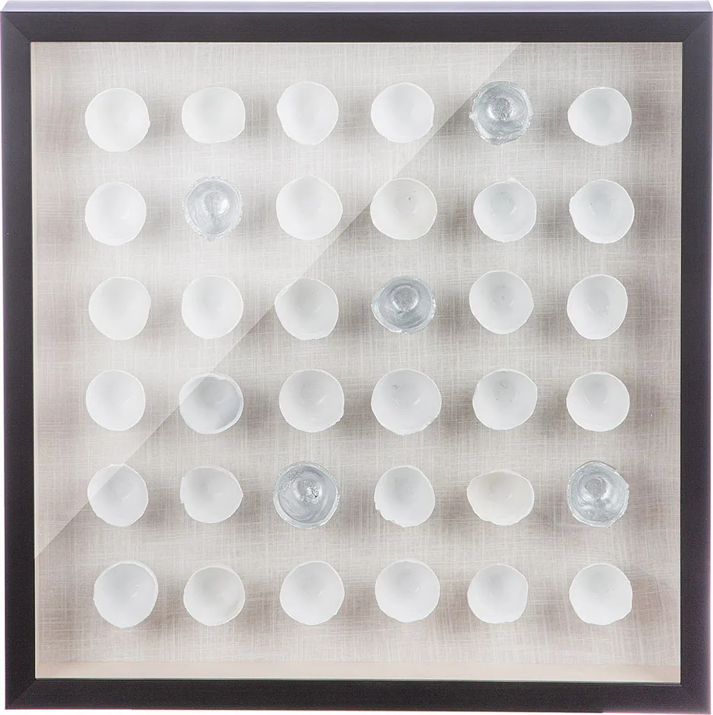 Décoration murale Gilde Silver Shine en verre 60x60 cm cadre noir blanc