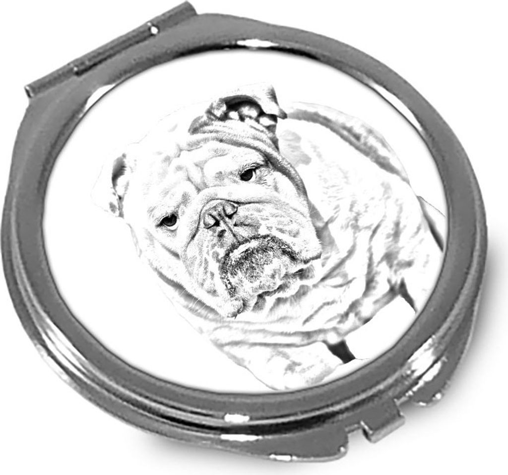Bulldog, Englische Bulldogge - Taschenspiegel mit Hund, personalisierter Taschenspiegel, kompakter Spiegel mit Art-Dog-Logo