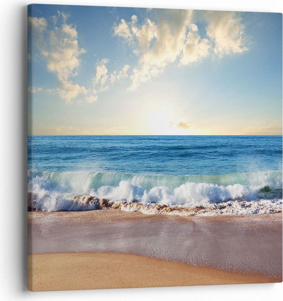 Bild auf Leinwand - Leinwandbild - Meer Ufer Wasser - 40x40cm - Wand Bild - Wanddeko - Wandbilder - Leinwanddruck - Bilder - Kunstdruck - Wanddekor...