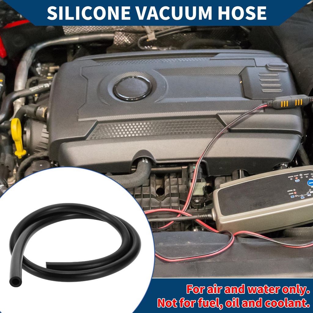 Silikon-Vakuumschlauch für Automobil-Vakuumsysteme Hochtemperatur 4FT 3/8" 10mm ID 3.5mm Dicke 1 Stück Schwarz