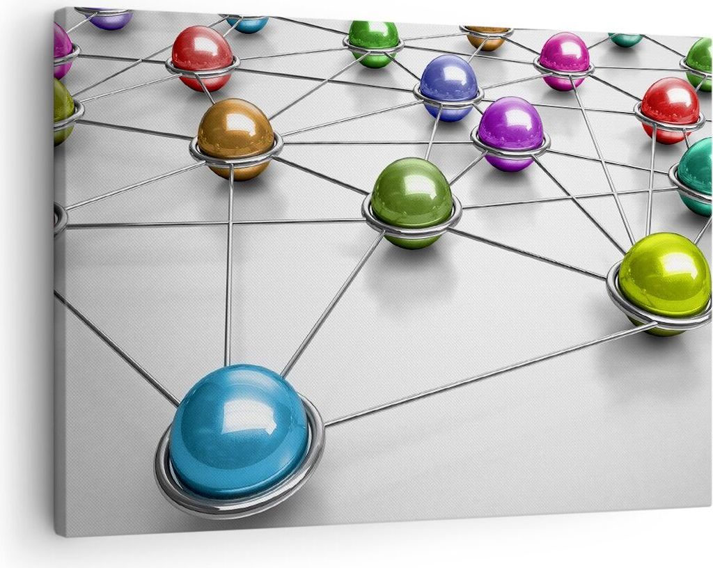 Bild auf Leinwand - Leinwandbild - Abstraktion Bälle Komposition Chrom - 70x50cm - Wand Bild - Wanddeko - Leinwanddruck - Bilder - Kunstdruck - Le...