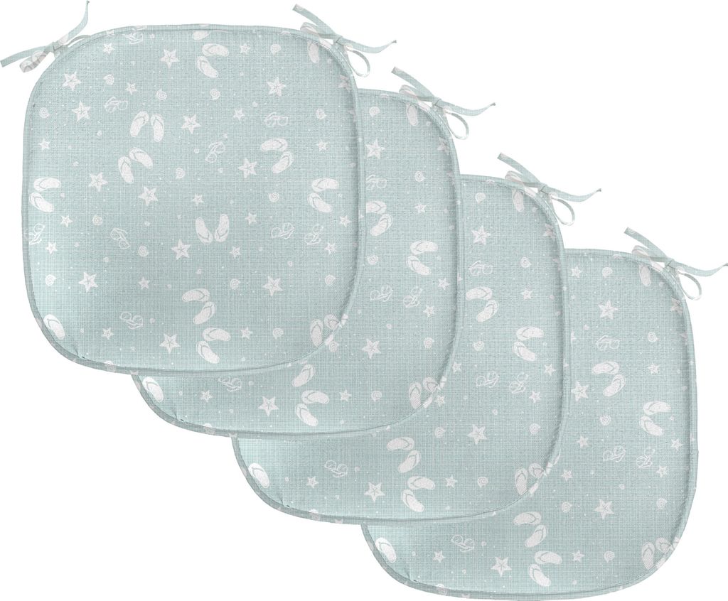 ABAKUHAUS Wasser Polster für Esszimmerstühle, Strand-Thema Sea Star, Dekoratives wasserfestes Kissen mit Riemen für Küchensitze, 40 cm x 40 cm-...