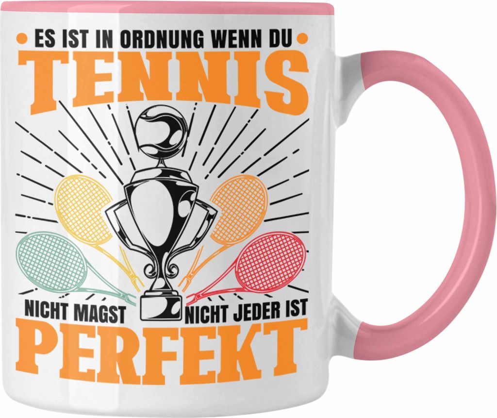 Trendation - Tennis Tasse Geschenk für Tennisspieler mit Spruch für Männer Frauen (Rosa)