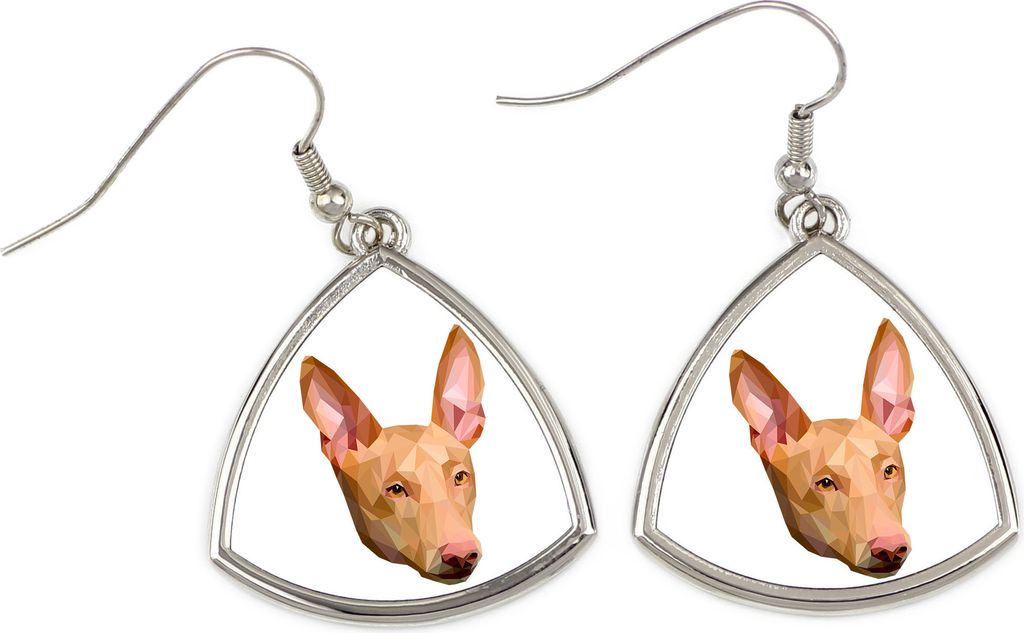 Pharaonenhund, Pharaoh Hound, Kelb tal-Fenek - Ohrringe mit einem Bild und dem Schriftzug "Geometrischer Hund" von Art-Dog