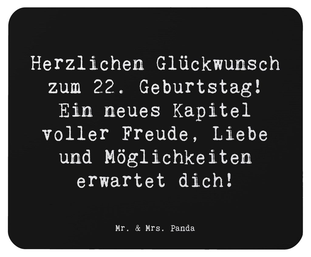 Mr. & Mrs. Panda Mousepad Spruch 22. Geburtstag - Schwarz - Geschenk, notebook mauspad, Happy Birthday, pc, Mouse Pad, laptop, Überraschungen, Fei...