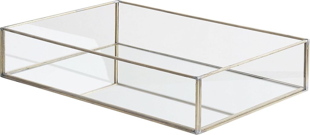 BELIANI Dekotablett Transparent/Silber Glas/Metall Spiegeleffekt Rechteckig Elegant