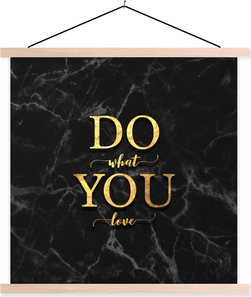 MuchoWow Textilposter Zitate - Motivation - Gold - Marmor 40x40 cm mit holzfarbenen Rahmen - Posterleiste