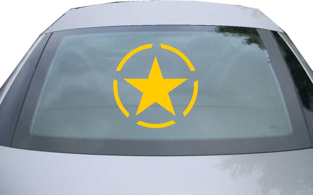 Indigos UG - Aufkleber Heckscheibe & Motorklappe DE6144 - gold - 600x600 mm - star - Auto Scheiben Fenster Heckklappe Tuning Racing JDM - Die cut