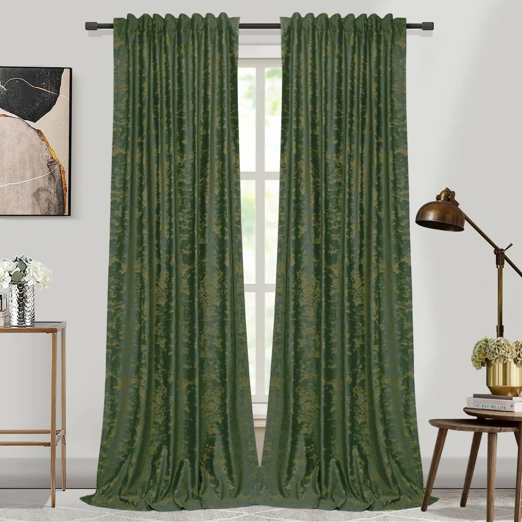 2 Tende in Velluto Verde Scuro Oscuranti 132x260cm - Termiche e Goffrate
