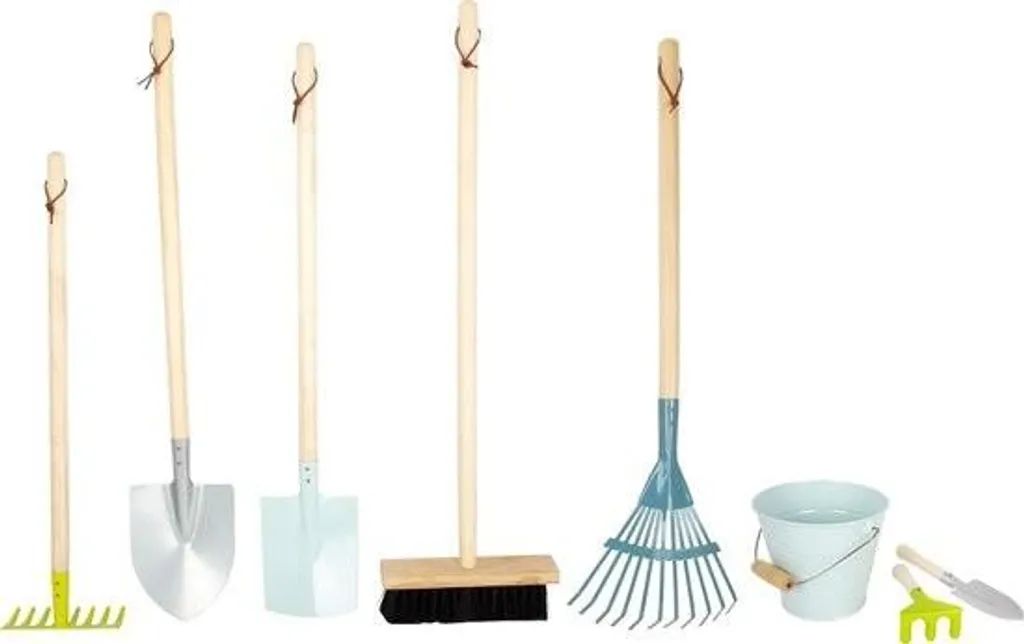Set de jardinage enfant en métal robuste comprenant râteau et pelle